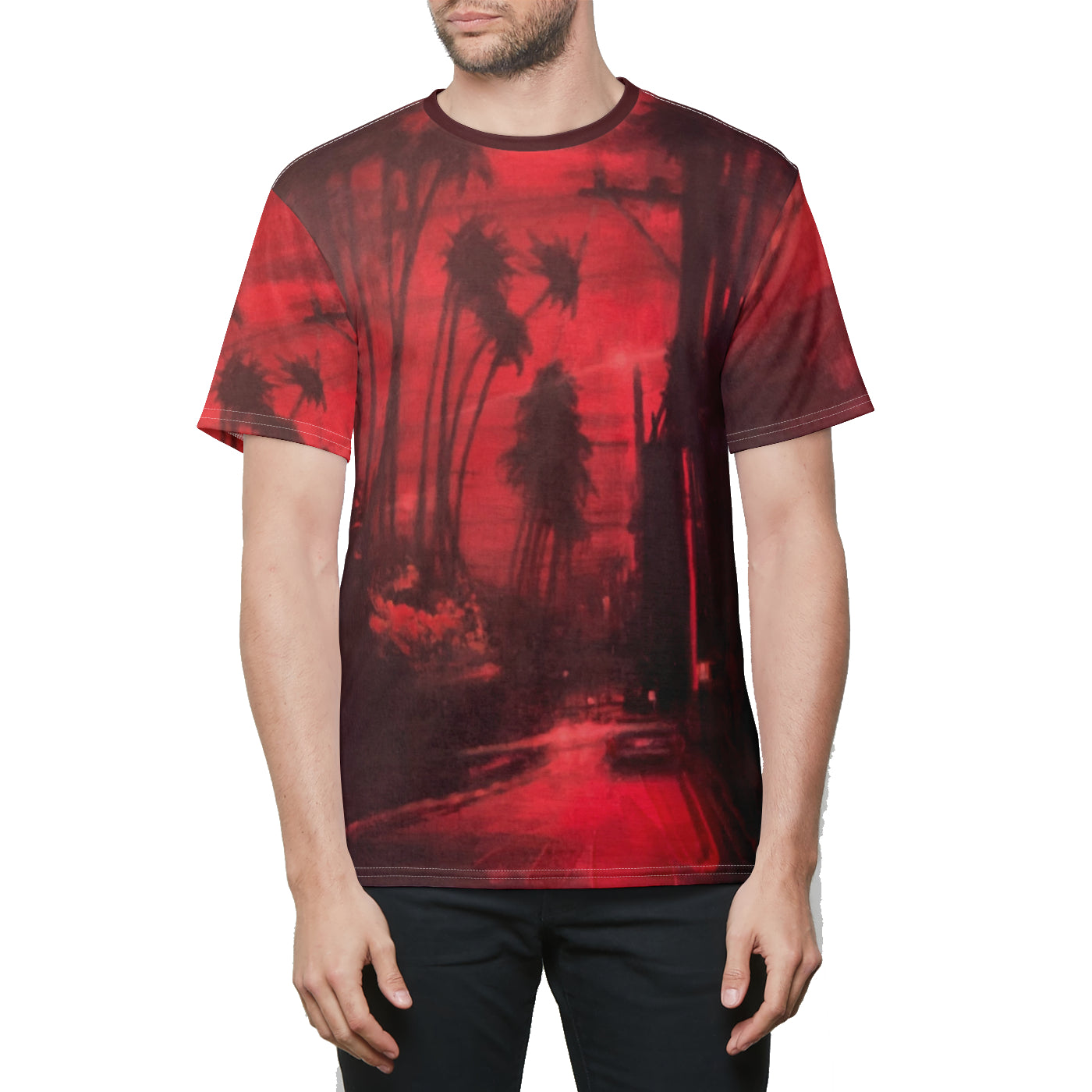 Oxblood Palms Crew Tee