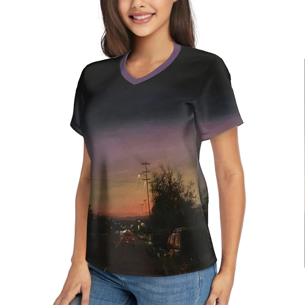 Dusk Intent Women's V-Neck Tee